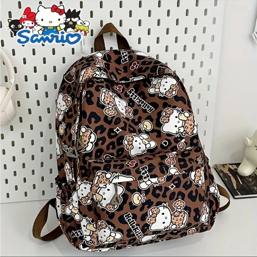 🆕 Hello Kitty - Sanrio - Brown Leopard Print Backpack - NIB